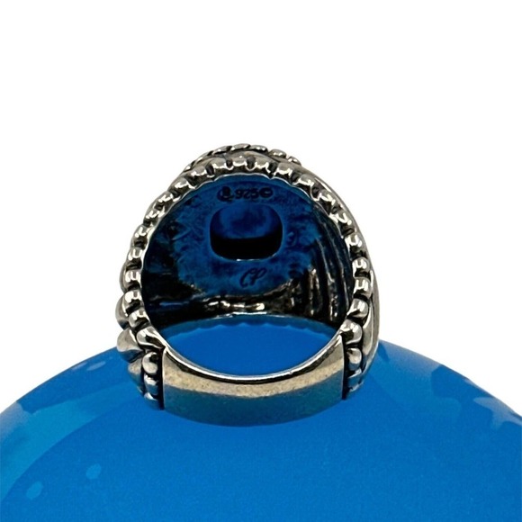 SIGNED CP CAROLYN POLLACK STERLING SILVER GREEN TURQUOISE SOUTHWESTERN RING - Picture 5 of 7